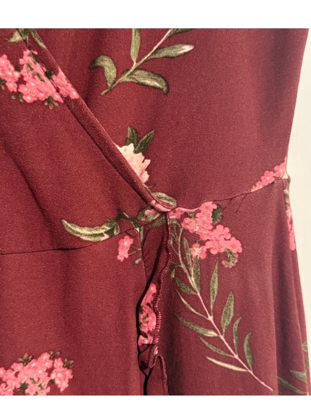 Rue21 Burgundy Floral Short Sleeve Dress - Picture 3 of 4